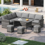 7-Piece Wicker Outdoor Patio Furniture Set | Grey All-Weather Resistant for Patio, Garden & Porch