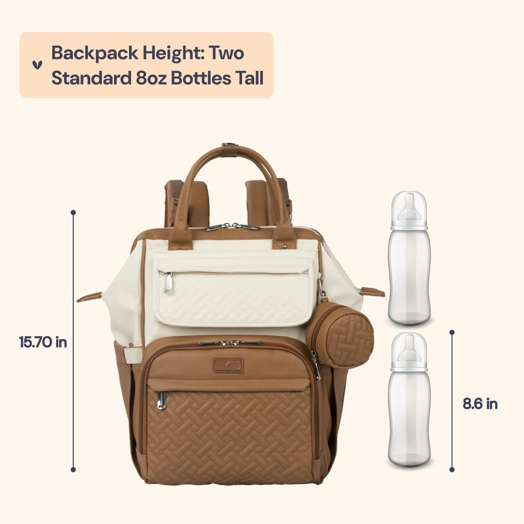 Leather Diaper Bag Backpack, Multifunction Large Bags with Changing Pad & Stroller Straps & Pacifier Case, Unisex