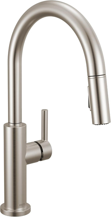 Nicoli Brushed Nickel Kitchen Faucet with Pull Down Sprayer, Modern Single Hole Kitchen Sink Faucet, Single Handle