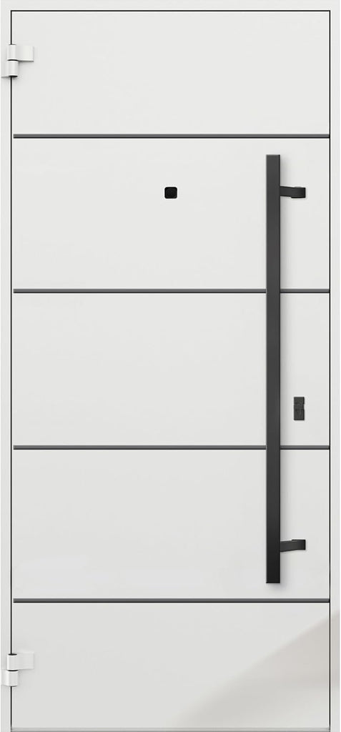 Front Exterior Prehung Steel Door/Deux 6683 Natural Oak/Entry Metal Modern Painted W36 x H80 Right Hand Inswing