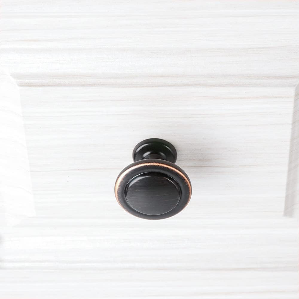 Round Cabinet Knobs Oil Rubbed Bronze Cabinet Pulls, Dia. 1-1/4 Inch, 10 Pack Bronze Drawer Knobs Cabinets 1960 Drawers