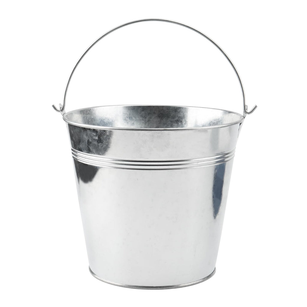 8 Packs 7 Inch Galvanized Metal Bucket with Handle, Round Flower Pot Plant Rustic Basket, Galvanized Planter Pail for