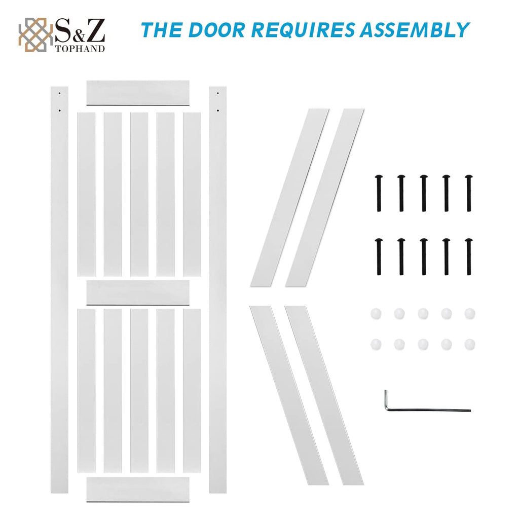 46in x 84in MDF Barn Door with 8FT Sliding Door Hardware Kit, Solid Barn Door Slab Covered with Water-Proof PVC