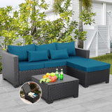3-Piece Wicker Outdoor Patio Furniture Set | Peacock Blue All-Weather Resistant for Patio, Garden & Porch