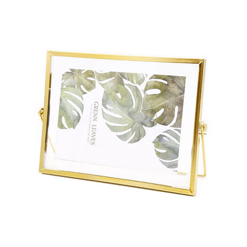 Vintage Style Glass Photo Frame Collection - Metal Geometric Picture Frame, Double Glass, Vertical 4x6" to 5x7" Photo