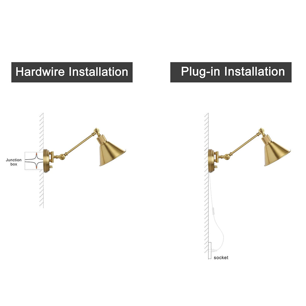 Wall Sconce Plug in, Dimmable Wall Sconces Set of 2 Wall Lights with Plug in Cord and Dimmer On/Off Knob Switch