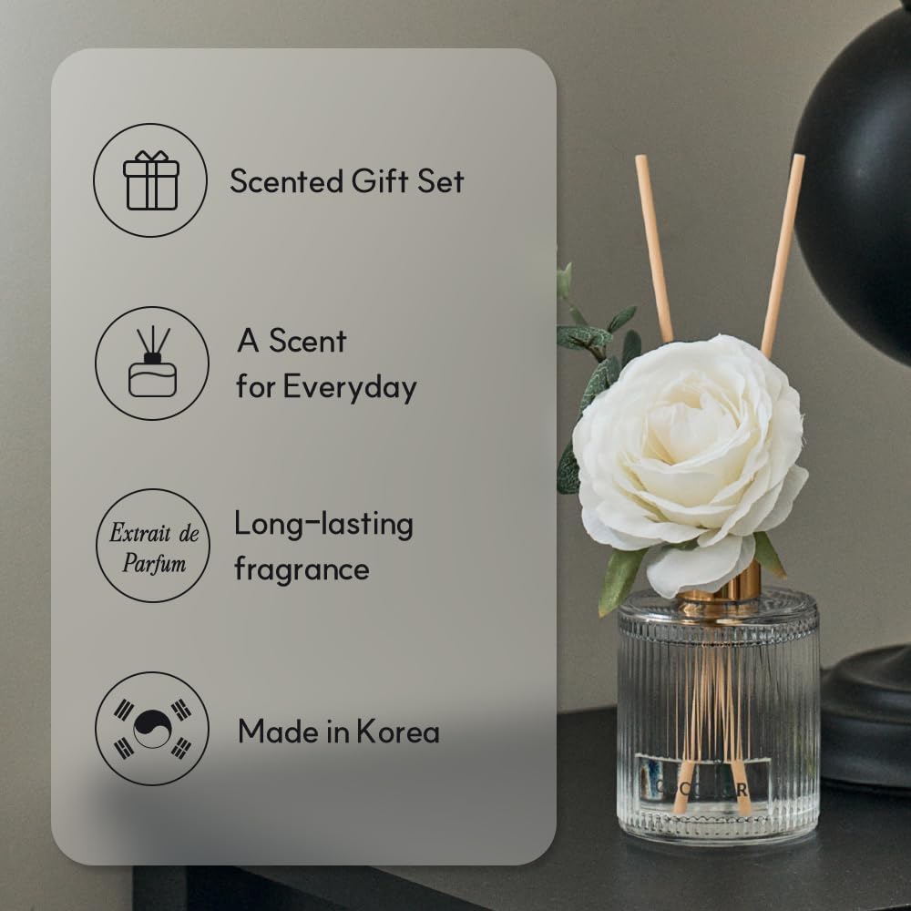 Silk Flower Reed Diffuser Set, Cashmere Vanilla, 6.7 oz Home Décor