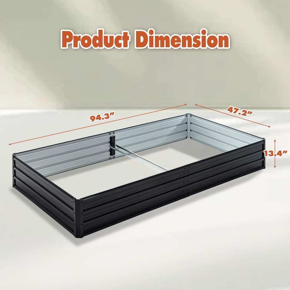 8x4x1 FT Galvanized Raised Garden Bed Kit,Tall Metal Planter Boxes with 8 Reinforcing Rods,Outdoor Patio Box Planter