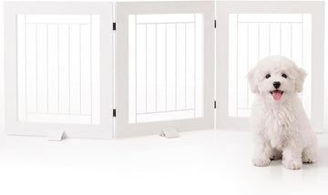 Dog Gate Indoor, Freestanding Dog Fence, 59x24-Inch Wooden Pet Gate for Dogs, 3-Panel Puppy Gates for Doorways