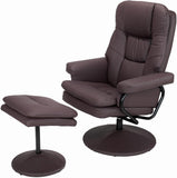 Modern Reclining Swivel Lounge Chair and Ottoman — Brown Leather