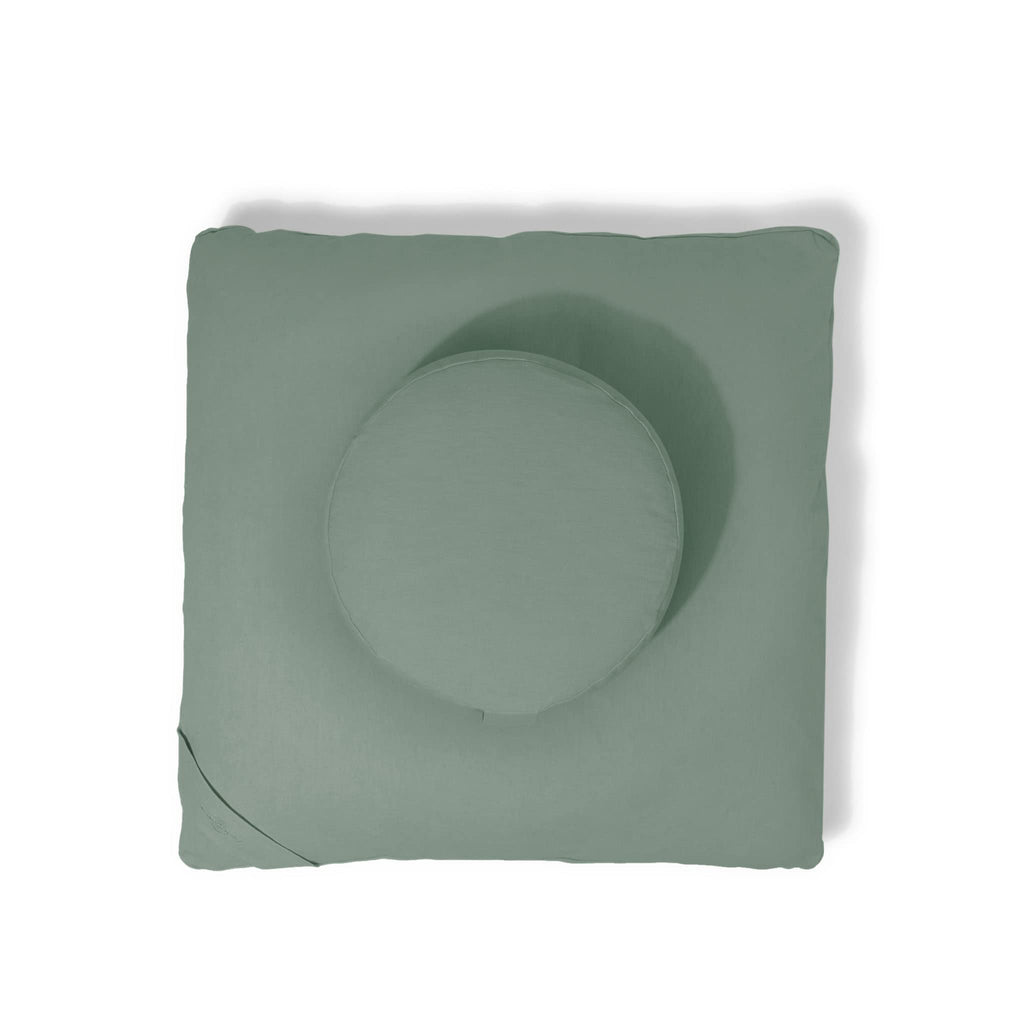 Meditation Cushion Set - Zafu Meditation Pillow and Zabuton Floor Cushion - Adjustable Organic Buckwheat and Cotton