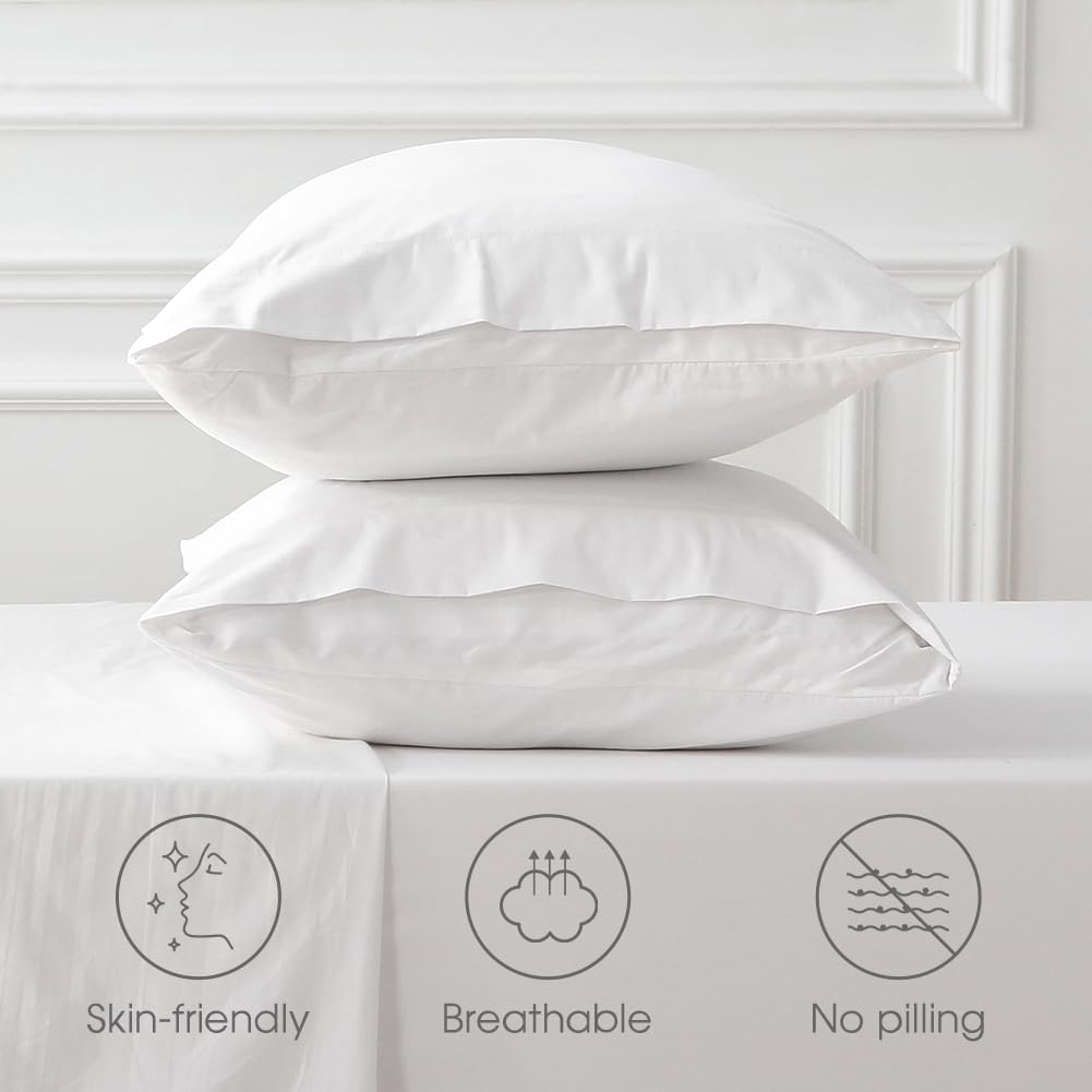 Extra Deep Pocket King Sheet Sets Fits 18"-24" in Deep Mattress -100% Cotton King Sheet Set,White Hotel Crisp Soft