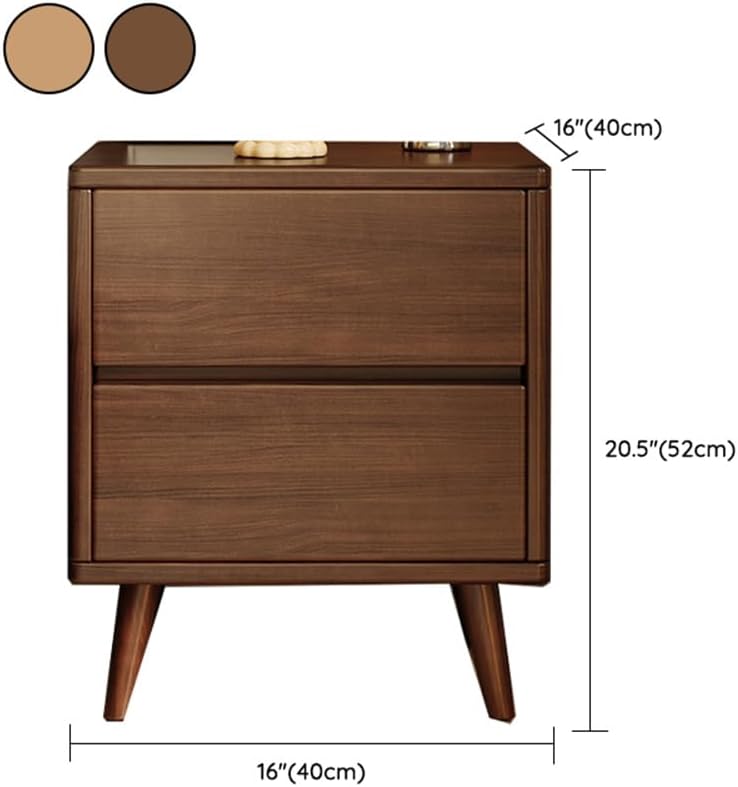 Wood 2-Drawer Nightstand, Minimalist Bedroom Side End Table, 16" L