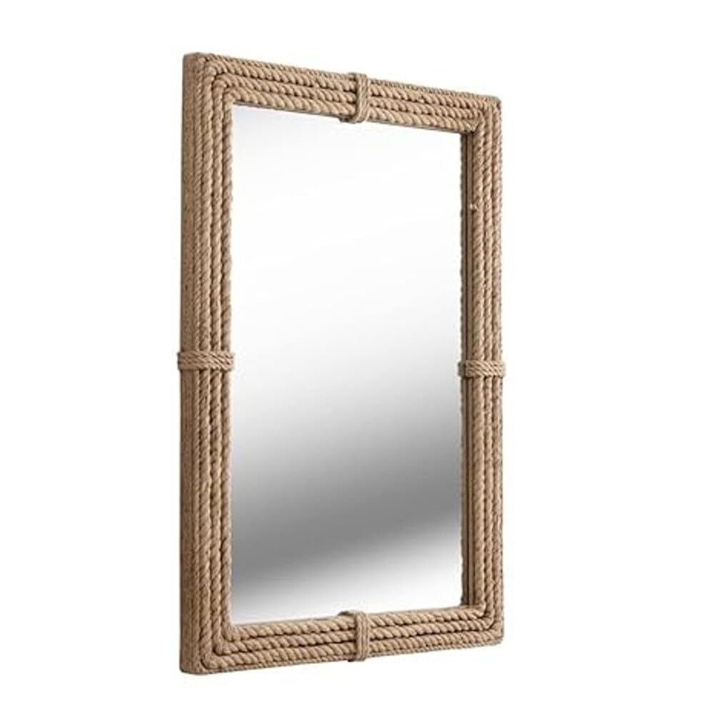 Rectangle Jute Wall Mirror | Decorative Nautical Wall Mirrors | Full Length Wooden Frame Rounded Rectangle Mirror