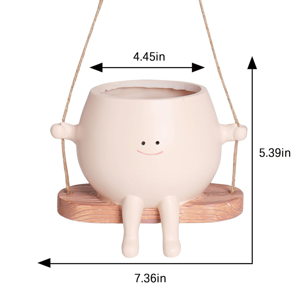 Large Swinging Smiley Face Planter Pot Hanging Flower Planters for Indoor and Outdoor Plants, Funny Succulent Pots