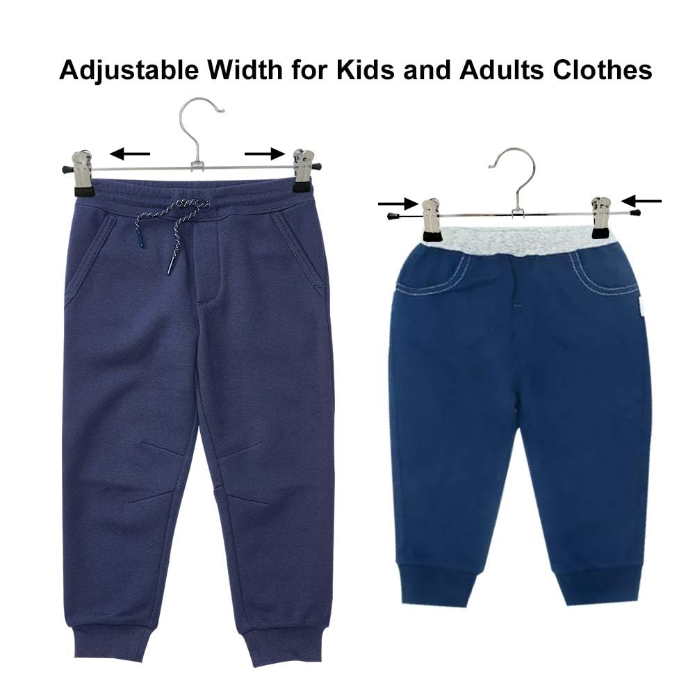 Pants Hangers, Skirt Hangers with Clips Heavy Duty Clothes Hangers for Women Men Trousers Shirt Shorts Jeans Closet