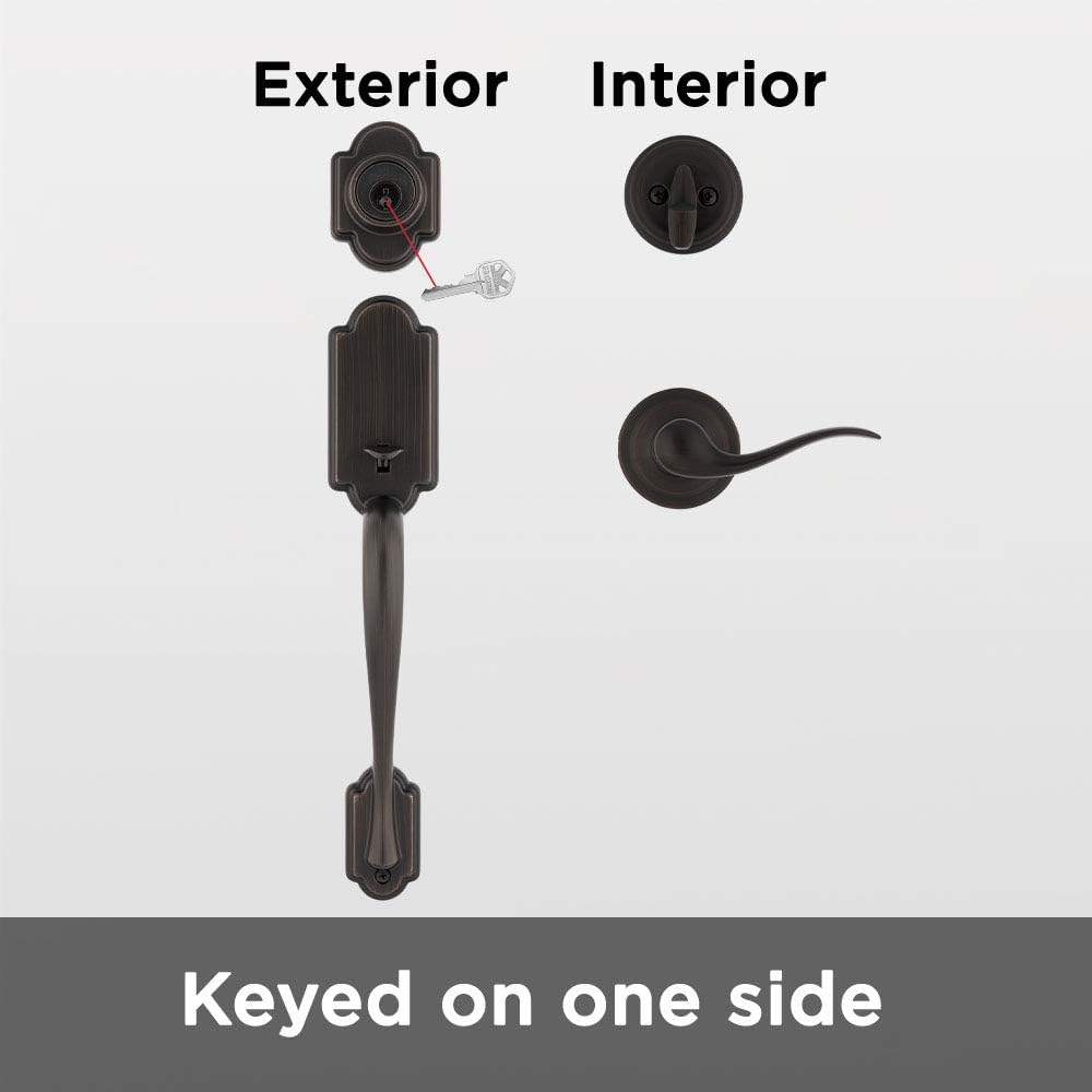 Arlington Front Door Lock Handle and Deadbolt Set, Entry Handleset Exterior with Interior Reversible Lever - Door Handleset