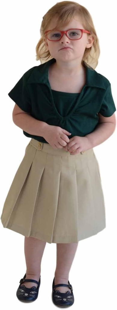 Girls School Uniform Pleated Skirt Scooter,Elastic Back with Built-in Shorts Navy Khaki Black Hunter Green