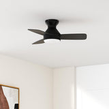 Ceiling Fans with Lights, 30 inch Low Profile Ceiling Fan with Light and Remote Control, Flush Mount, Reversible, 3CCT, Dimmable, Noiseless, Black Ceiling Fan for Bedroom, Indoor/Outdoor Use A102-B0C61K8BCF
