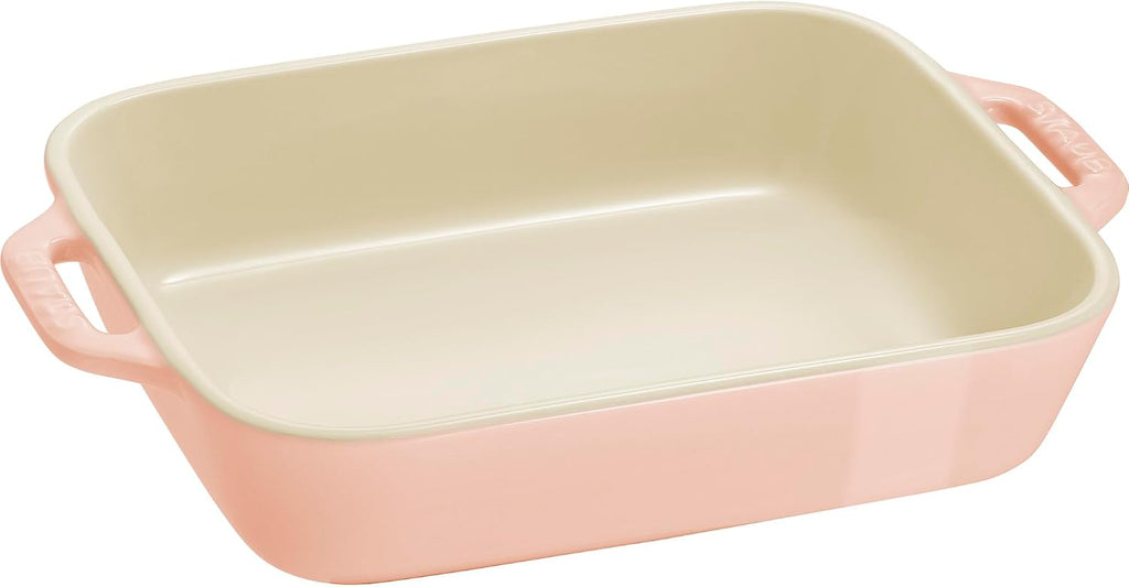 Ceramic 2-pc Rectangular Dish Set - Macaron Pastel Pink