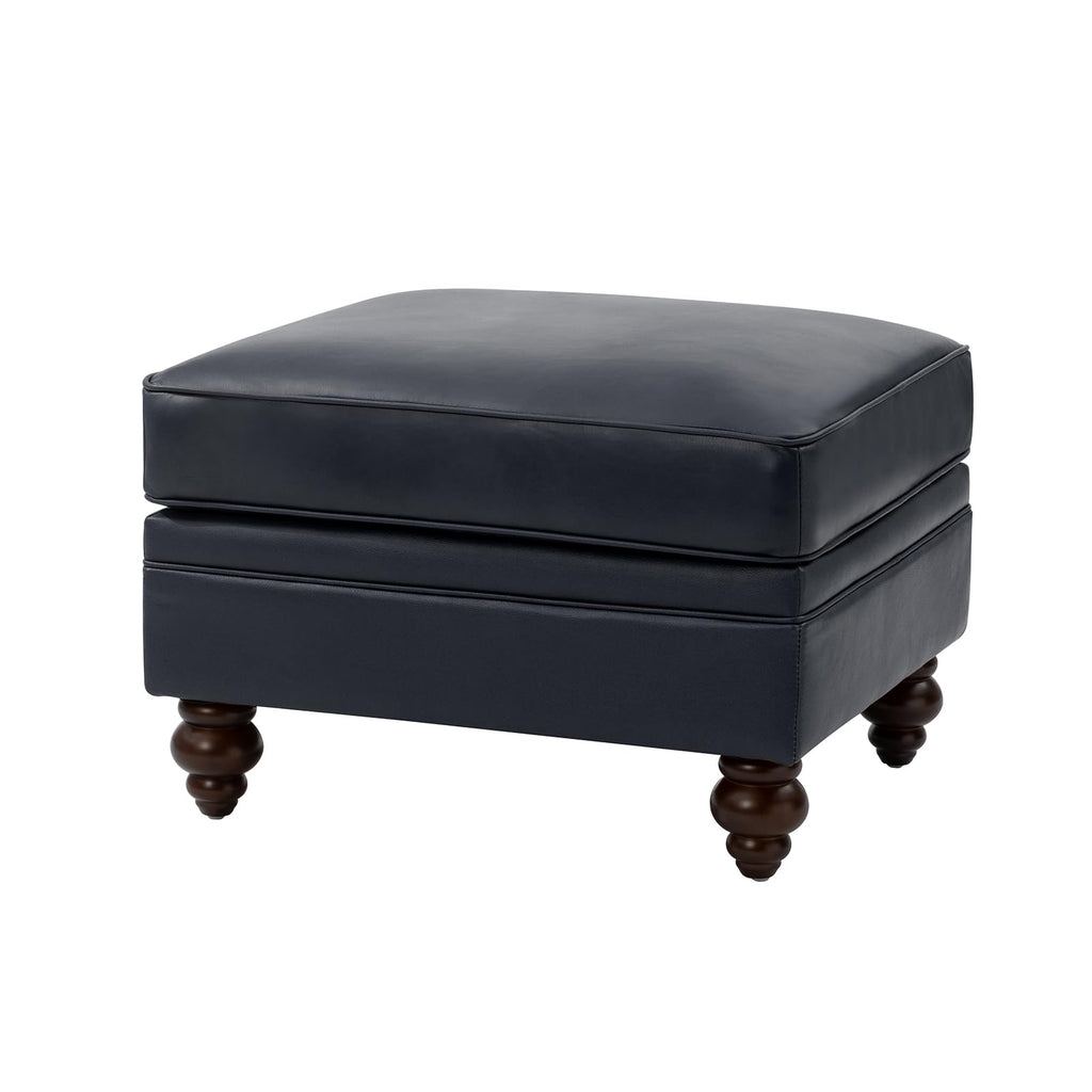 Genuine Leather Ottoman Coffee Table, Ottoman Foot Rest, Navy