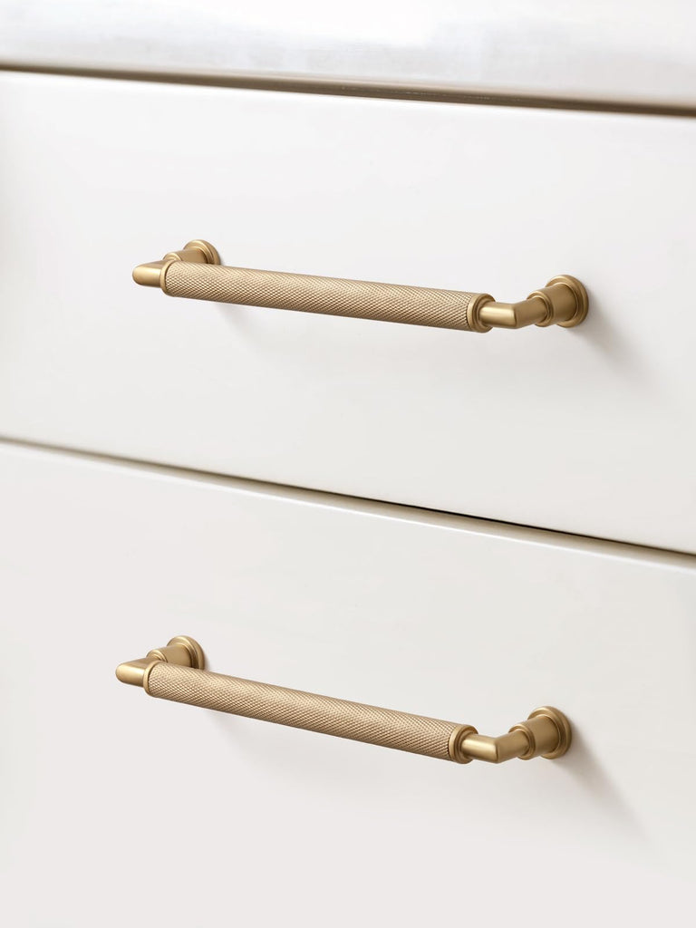 5 Pack Champagne Bronze Cabinet Pulls 6.3" Hole Center Knurled Drawer Pulls Bathroom Dresser Handles Hardware Bar