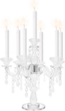 7 Arm Crystal Candelabra for Dining Table Centerpiece, 14 Inch Tall Glass Candle Holder, Elegant Clear Candle
