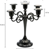 5-Arm Candelabra Centerpiece - 10.6" Tall Metal Taper Candle Holder for 1/2-1 inch Taper Candles, Vintage Decorative