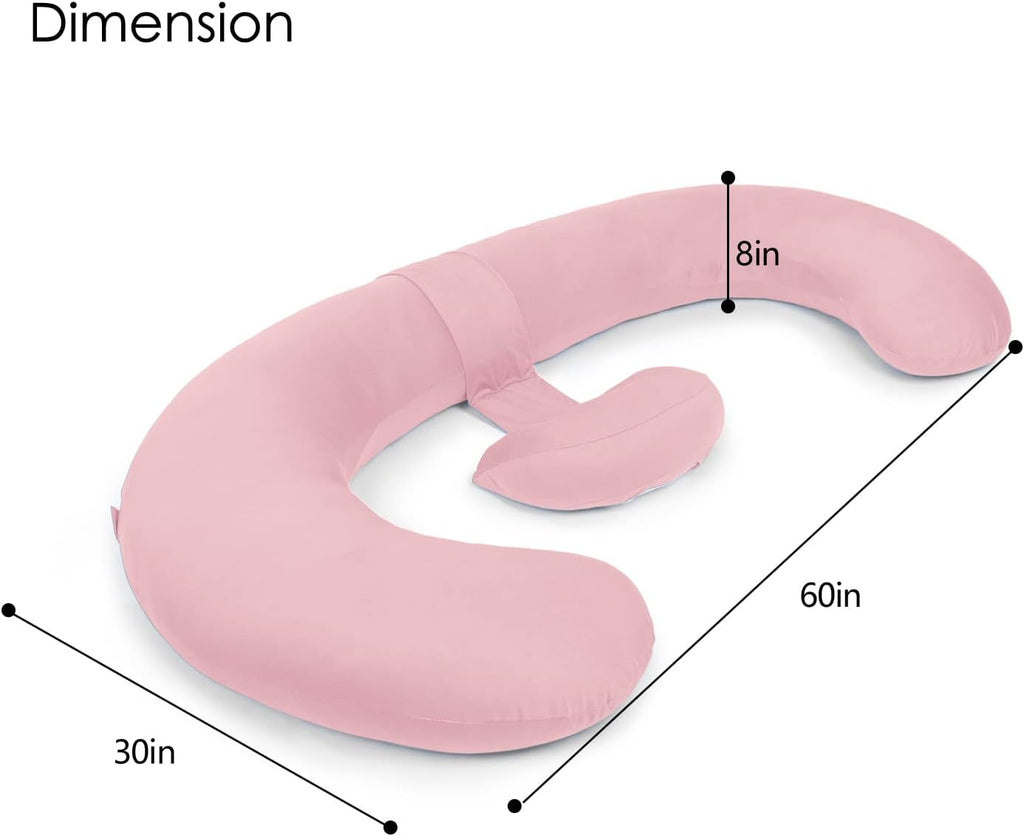 Cooling Pregnancy Pillows, E Shaped Maternity Pillow for Sleeping, with Extra Wedge Pillow for Belly Support, 60 Inch