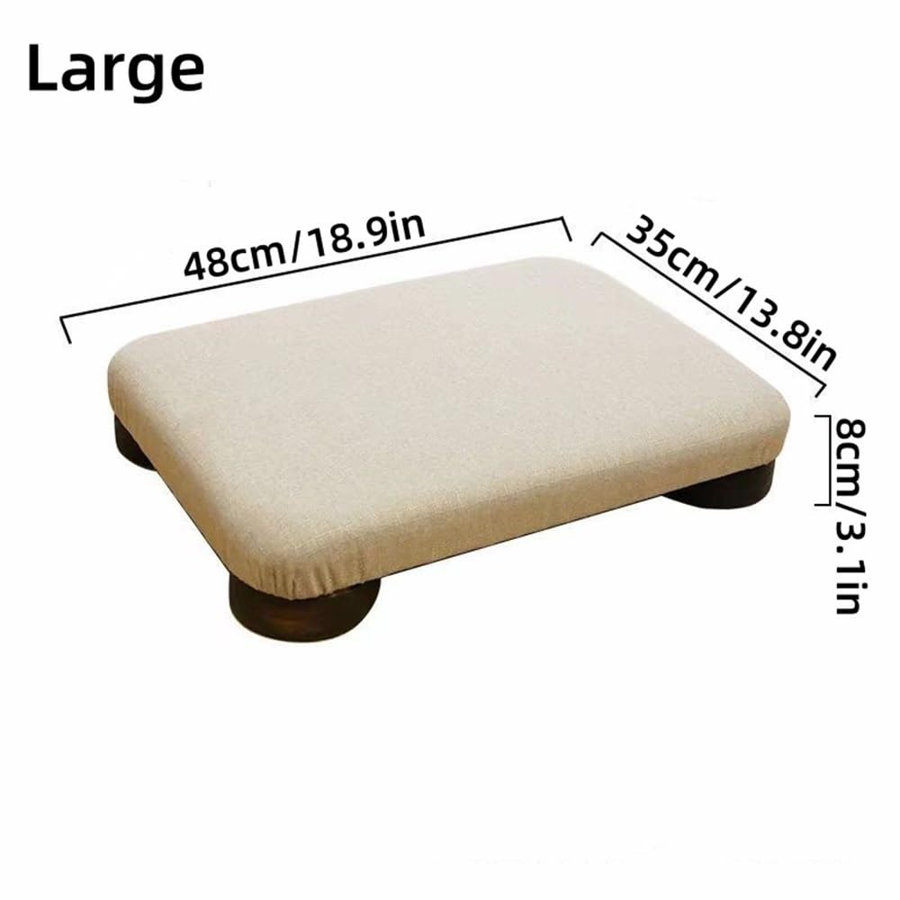 Japanese Tatami Low Stool, Wooden Footstool, Compact Bed Stool, Comfortable Floor Chair for Meditation, Small Bench
