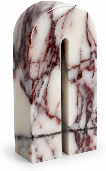 Natural Marble Bookends Decor, Book Ends Set of 1 | Decorative Bookends for Shelves - Heavy Duty Book Ends