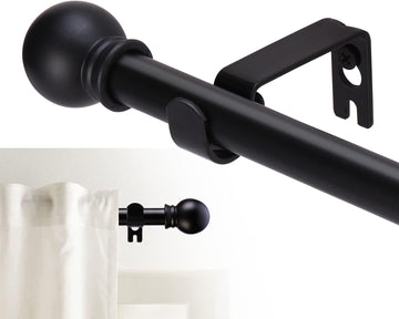 Curtain Rods for windows, 5/8 inch Decorative Matte Black Splicing Heavy Duty Metal Curtain Rod set