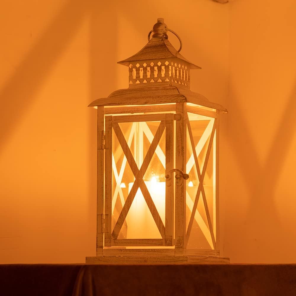 Lantern Decorative Indoor & Outdoor, Large Square Hanging Spring Home Decor, Vintage Metal Decorative Candle Lanterns
