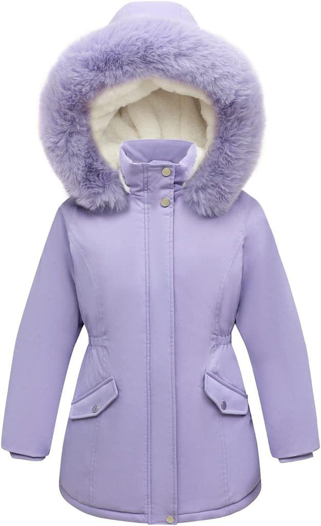 Girls Long Waterproof Winter Coat Kids Warm Hooded Parka