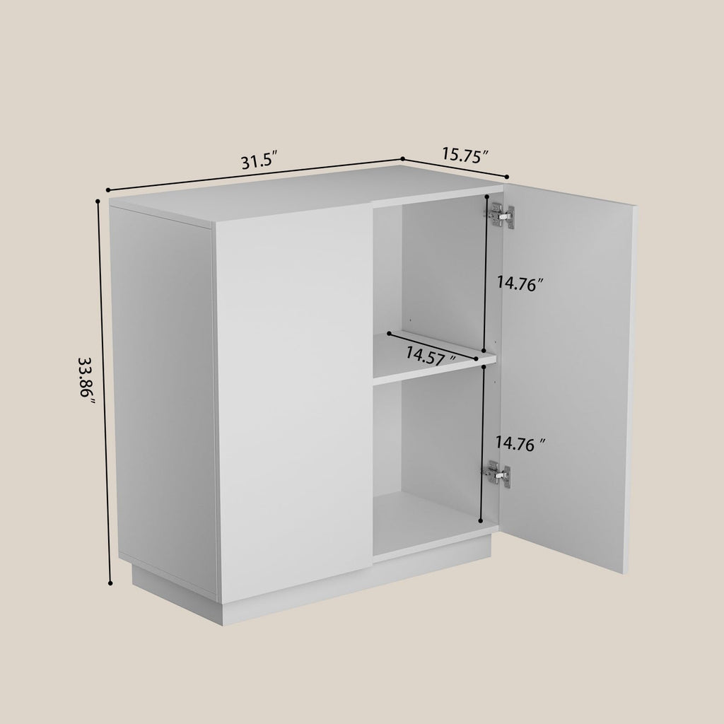 31.5" Minimalist Buffet Cabinet, Sideboard with Storage, White