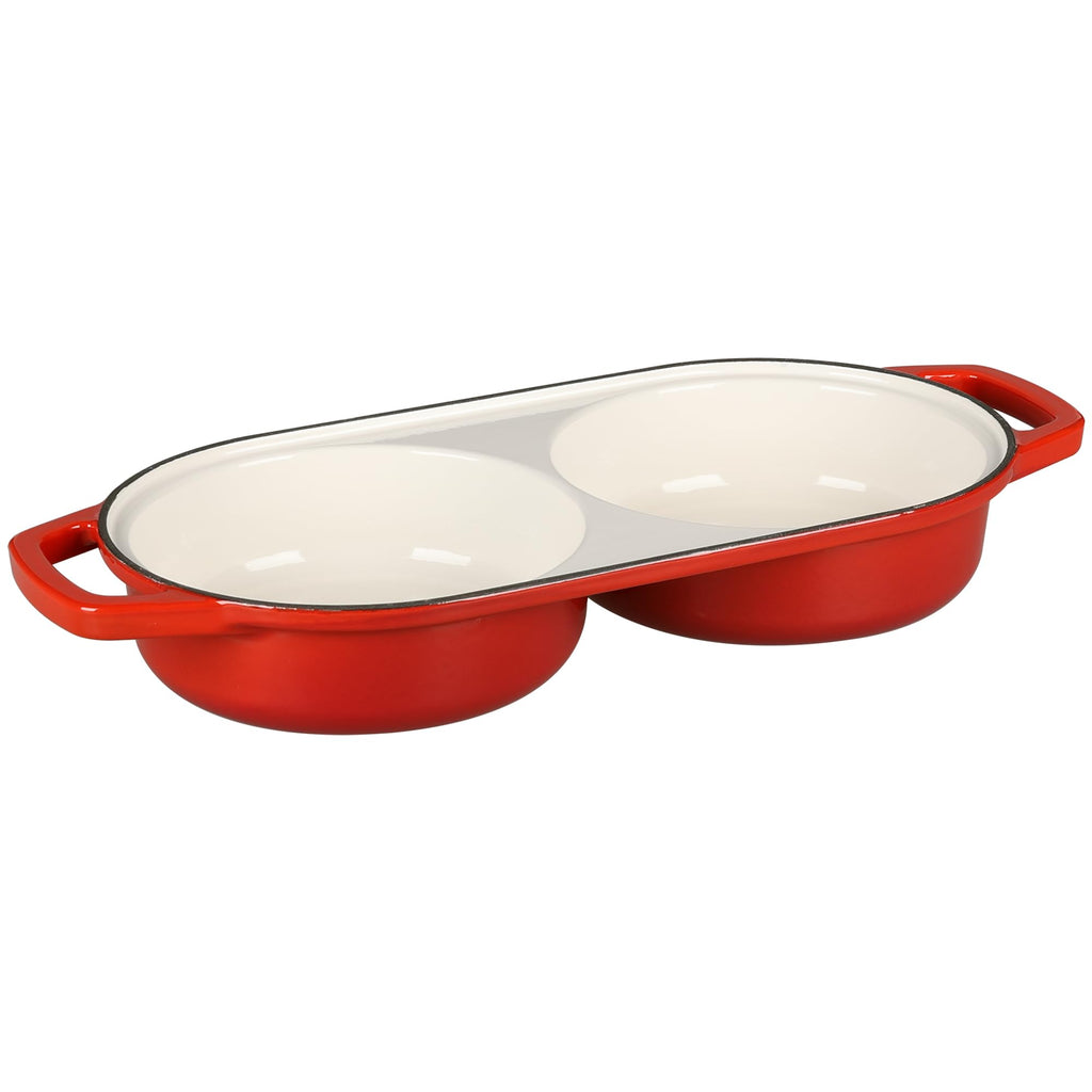 Enameled Cast Iron Double Bread Dutch Oven, Red