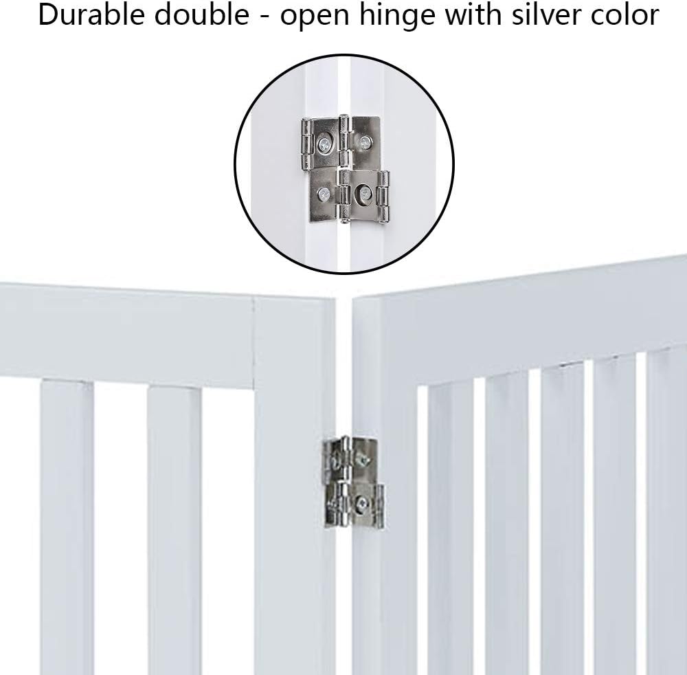 36"H Free Standing Pet Gate for Dog, Tall Wooden Dog Gate, 80" Wide