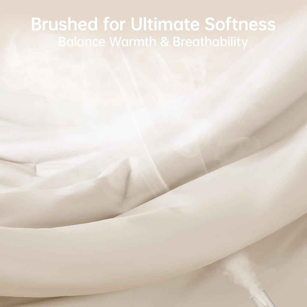 Queen Comforter Set Beige, 3 Piece Solid Bedding for All Seasons