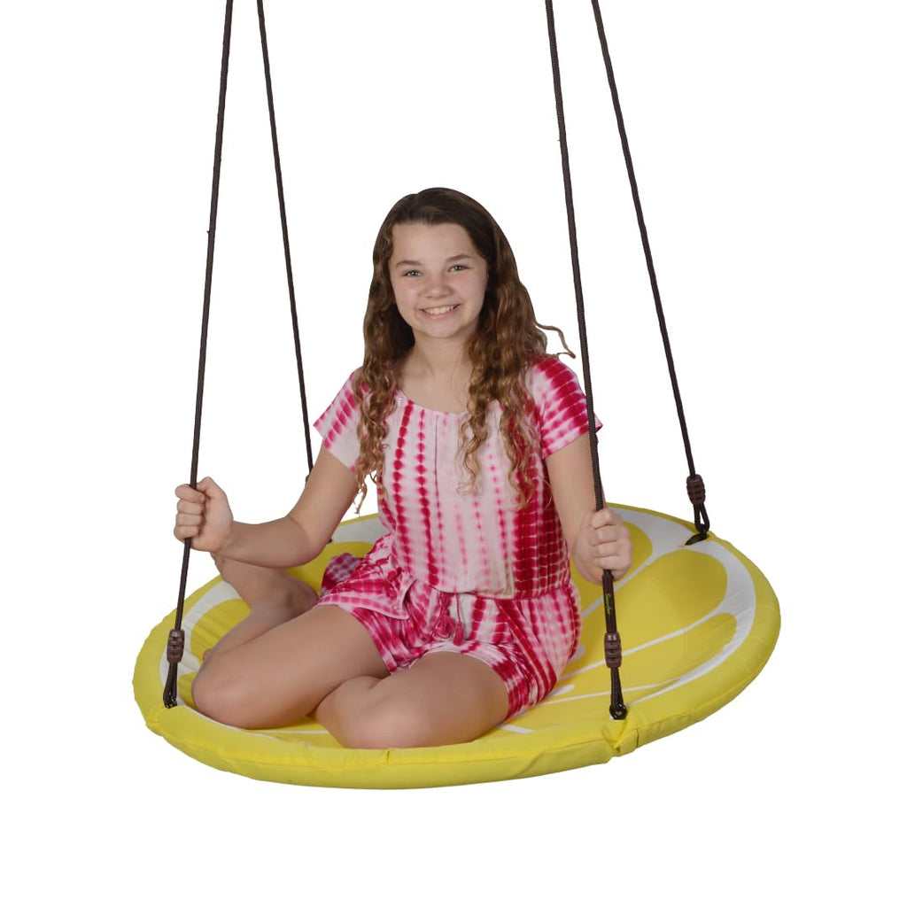 Slice Tree Swing, Saucer Swing for Kids Outdoor, Weather Resistant Quick Drying Fabric, Easy Tool Free Assembly, Ages