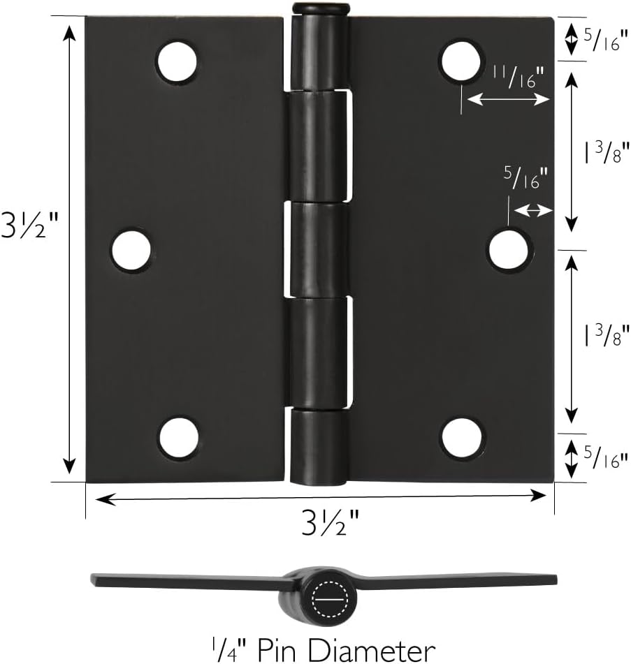9-Pack Oil Rubbed Bronze Door Hinges - 3.5-inch x 3.5-inch - Square Corner Radius Steel Door Hinge