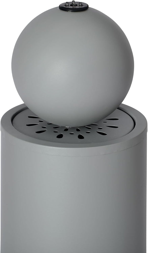 Zoe 34.25" H Metal Water Fountain Outdoor with LED Light, Recirculating Pump Outdoor Fountain with Sphere-Top