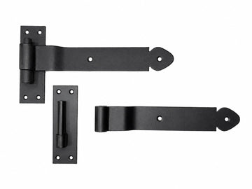 Hand Forged Solid Iron Band Hinge with Detachable Pintle, Black, Powder Coat Finish, Rustic Style, for Heavy Doors