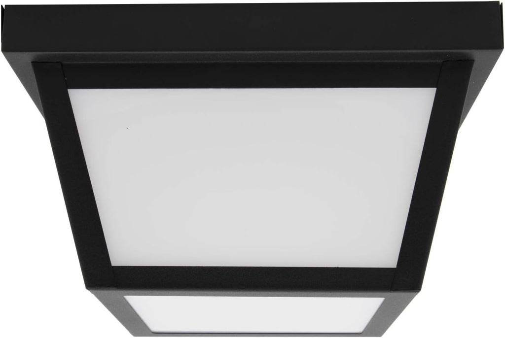 9" Black LED Outdoor Porch Ceiling Light Fixture, 1000 Lumens 3000K | Frosted Lens, 3000K Warm White, Wet Rated