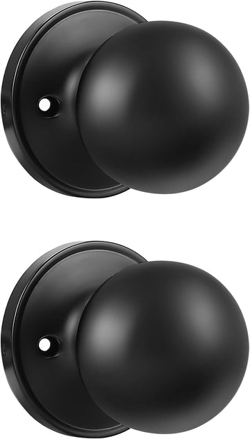 2 Pack Single Side Dummy Door Knob, Matte Black Non-Turning Indoor Door Knob, Closet Door Knobs, Stainless Steel