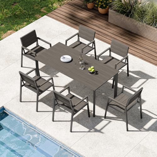 7-Piece Aluminum Outdoor Patio Furniture Set - Dining | Charcoal All-Weather Resistant for Patio, Garden & Porch