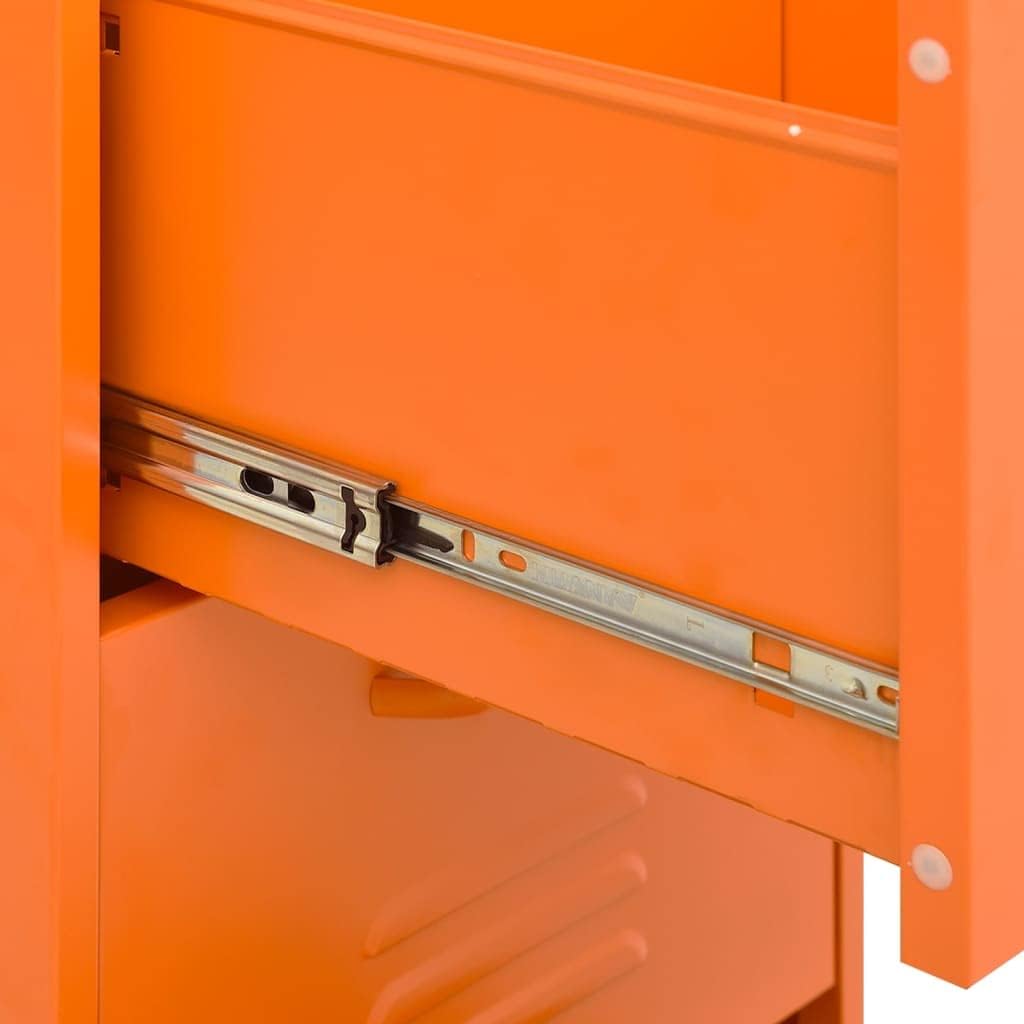 3-Drawer Metal Storage Cabinet, Modern Orange Accent Chest with Smooth Ball-Bearing Slides, Sturdy Steel Organizer