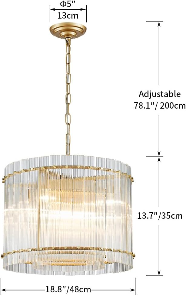 Pendant Chandeliers, Mid-Modern Modern Design, Perfect for Living Space, 8 x E12 Sockets, D19'' x H14'', Adjustable Max Height 78", Glass Shade & Gold Finish Metal Frame A119-B0CLNT76C1