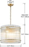 Pendant Chandeliers, Mid-Modern Modern Design, Perfect for Living Space, 8 x E12 Sockets, D19'' x H14'', Adjustable Max Height 78", Glass Shade & Gold Finish Metal Frame A119-B0CLNT76C1