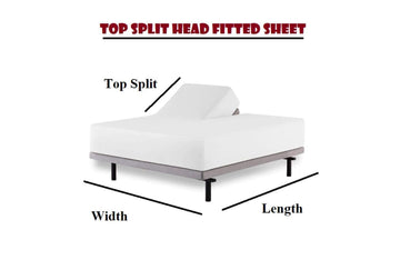 Top Split Queen Size Sheet Set for Split-Head Adjustable Bed, 28" Split at Top, 4Pcs 800 Thread Count 100% Egyptian