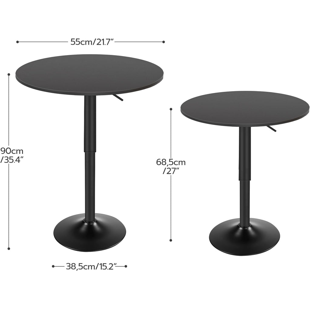 Bar Table, Height-Adjustable Round Pub Table 27-35.4 Inches, Cocktail Table with Sturdy Base, Modern Style, Easy to
